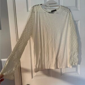 Elegant Lace Sleeve White Top